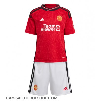 Camisa de time de futebol Manchester United Marcus Rashford #10 Replicas 1º Equipamento Infantil 2023-24 Manga Curta (+ Calças curtas)